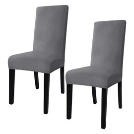 JIVINER Velvet Dining Chair Slipcover High Stretch Chair Covers for Dining Room Removable Parsons Furniture Protector for Hotel, Party, Restaurant (2PCS, Gray)