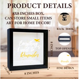 Shadow Box with Slots, Everything I Want to Remember Boxes Frame 8x8 Inches Decorations for Home Office, Keep Sake Box for Memories, Memory Gifts for Friends, Shadow Boxes Display Cases -22