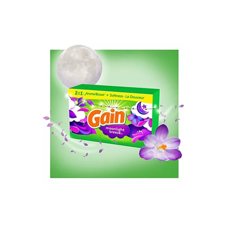 Gain, Fabric Softener Dryer Sheets, Moonlight Breeze, 105 Count (Pack