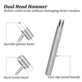 Dual Head Small Hammer, 7-1/2in Length, Silver Knurled Grip, Double face Jewelry Mallet Hammer, Small Hammers for Crafts, Mini Hammer for Watch, Tuning, Woodworking, Handcraft, Leather, Instruments