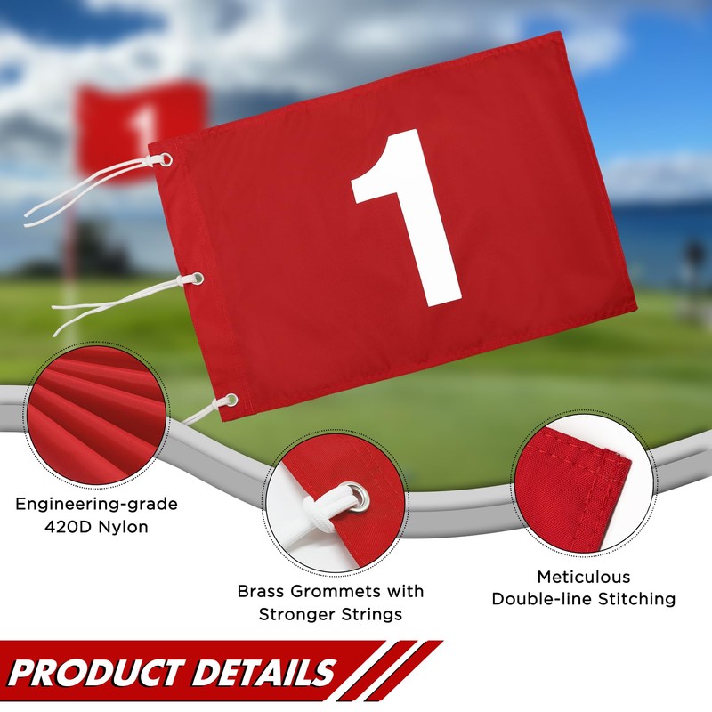 KINGTOP Golf Flag 20x14 Inch - Red# 1, 420D Nylon,