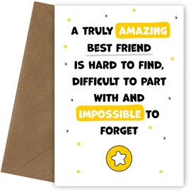 Best Friend Thank You Card - Impossible to Forget - Appreciation Card for Best Friend to Express Thanks to Him or Her