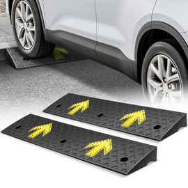 Auto Dynasty Rubber Curb Ramps, 2" Lift Height Curbside Driveway Ramp with Arrow, 4410 LBS/2T Capacity Sidewalk Curb Ramp for Cars Trucks Bikes Motorcycles Wheelchairs, 2 Pack