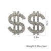 Dollar Money Symbol Crystal Stud Earrings for Women Funny Currency
