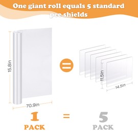 Cat Litter Box Pee Shields, One-Piece Seamless, Cuttable 70.8'' x 15.8'' Oversized Panel, Transparent, Easy to Clean, 16.4ft Super Tape (1PC) Roll It The Opposite Way Before Use