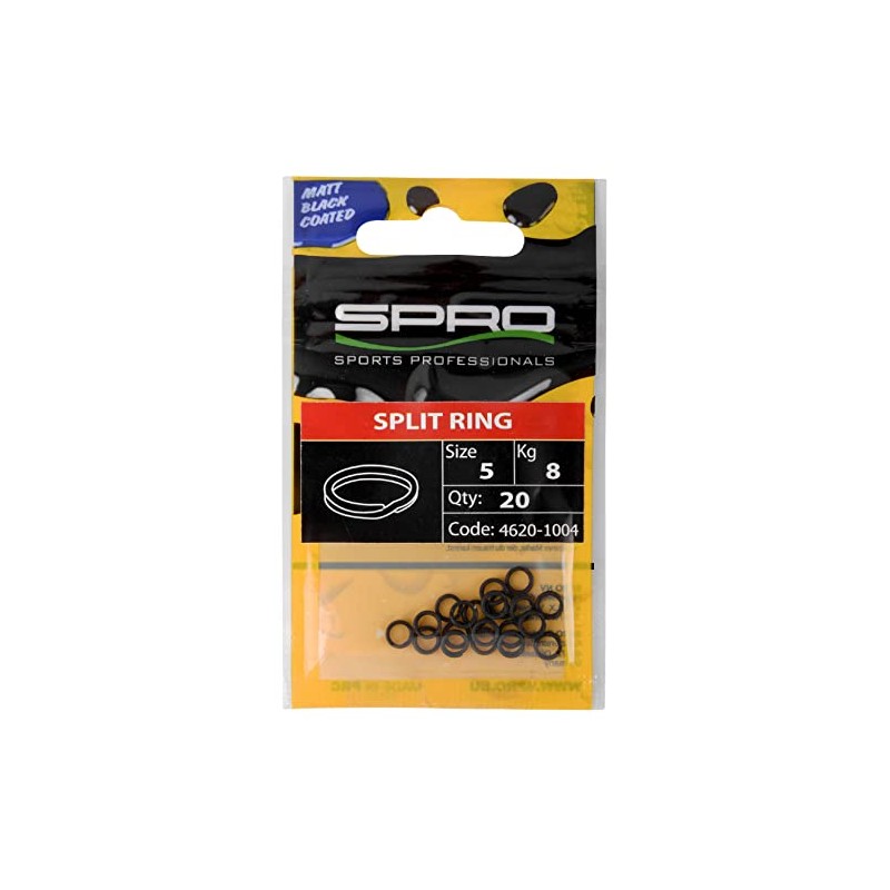 Spro Matt Black Split Ring Snap Rings for Artificial Bait,