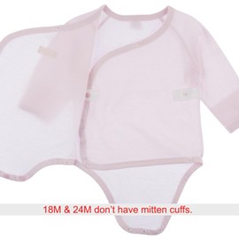 100% Certified Organic Cotton Newborn Baby Side Snap Kimono Breathable Comfortable Onesie Bodysuit Summer Heat Rash Eczema (Long Sleeves(Pink), 18-24M)