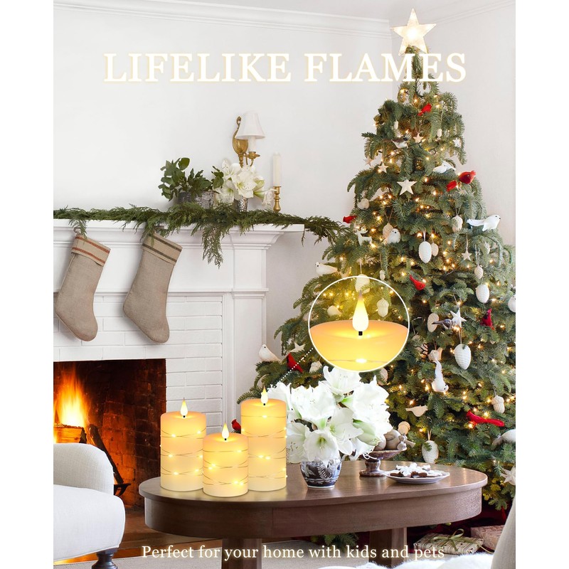 Da by Flameless Candles with String Lights, Battery Operated Candles