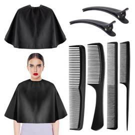 KUBDPQOR Professional Hairdressing Cape Set - Glare Friendly Hairdressing Cape for Adults and Young People, Corona Cumpleaños Special for Your Hair - Water and Chemical Resistant, black