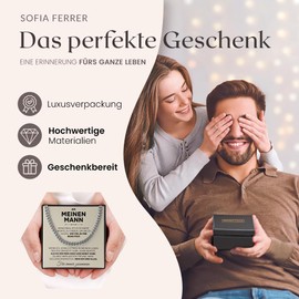 SOFIA FERRER Anniversary Gift For Him, Men's Necklace, I Love You Gifts For Men, Wedding Anniversary Gifts For Men, Stainless Steel Chain Men, Valentine's Day Gift For Him, Stainless Steel, No