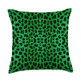 Atteestude Green Leopard Cat Animal Print Throw Pillow, 18x18, Multicolor