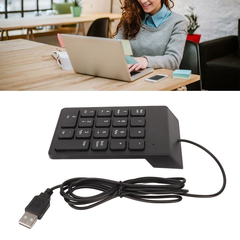 Wired Number Pad 18 Keys Ergonomic USB Plug and Play