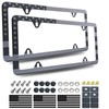 BGGTMO American Flag License Plate Frames- Black Stainless Steel Car