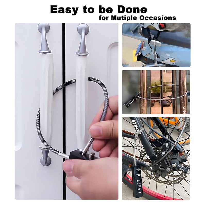 Tcyoatoa Cable Locks with Combination, 23-3/5 Inches Braided Steel Locking