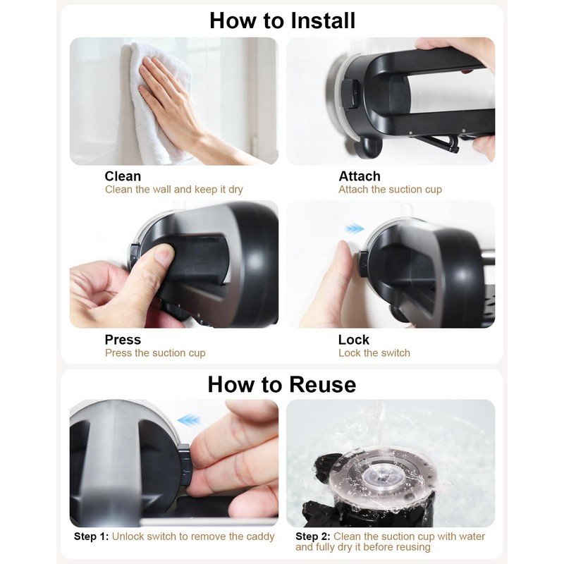 JOTPE Suction Cup Shower Shelf, 5 Pack Powerful Suction Cup