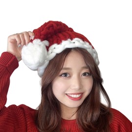 IROKOHA Santa Claus Hat, Santa Knit Hat, Cosplay Santa Hat, Christmas Cosplay Costume, Santa Costume (Mokomoko M (Women - Kids))