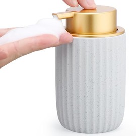 Segbeauty Foaming Hand Wash Dispenser, 320ml Hand Soap Dispenser Ceramic, Empty and Refillable, Hand Wash Bottles with Foam Plastic Pump, for Kitchen Decor (Blue)