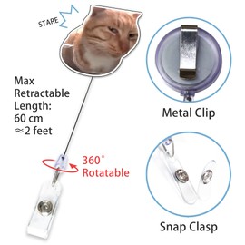 8Pcs Cat Meme Badge Reel, Cute Badge Reels Retractable Funny Clip Badge Holder for Nurse Doctor