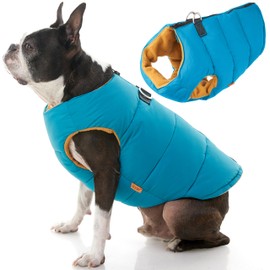 Gooby Padded Vest Dog Jacket - Solid Turquoise, X-Small - Warm Zip Up Dog Vest Fleece Jacket with Dual D Ring Leash - Water Resistant Small Dog Sweater - Dog Clothes for Small Dogs and Medium Dogs