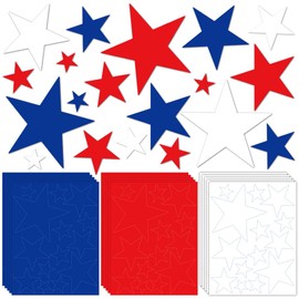 BAISDY 420pcs Patriotic Stars Cutouts 4th of July Cardboard Stars Cutouts Red White and Blue Decorations for Patriotic Theme Party Decor, Assorted Sizes