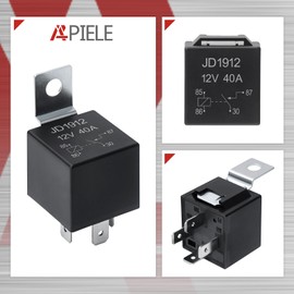 APIELE Relay 12V 40A Car Relay 4 Pin SPST Waterproof Interrupter for Electrical Installation Automatic Overload Protection Switch with 12AWG Wire Harness and for Truck Boat Cars Motorcycles
