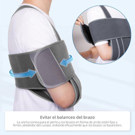 Cabestrillo para Brazo Adulto,Inmovilizador de Hombro,Ajustable, Transpirable,para Brazo Izquierdo y Derecho,Cabestrillo Super Ligero para Lesiones en Hombros y Brazos y Desgarros del Manguito Rotador (Gris)