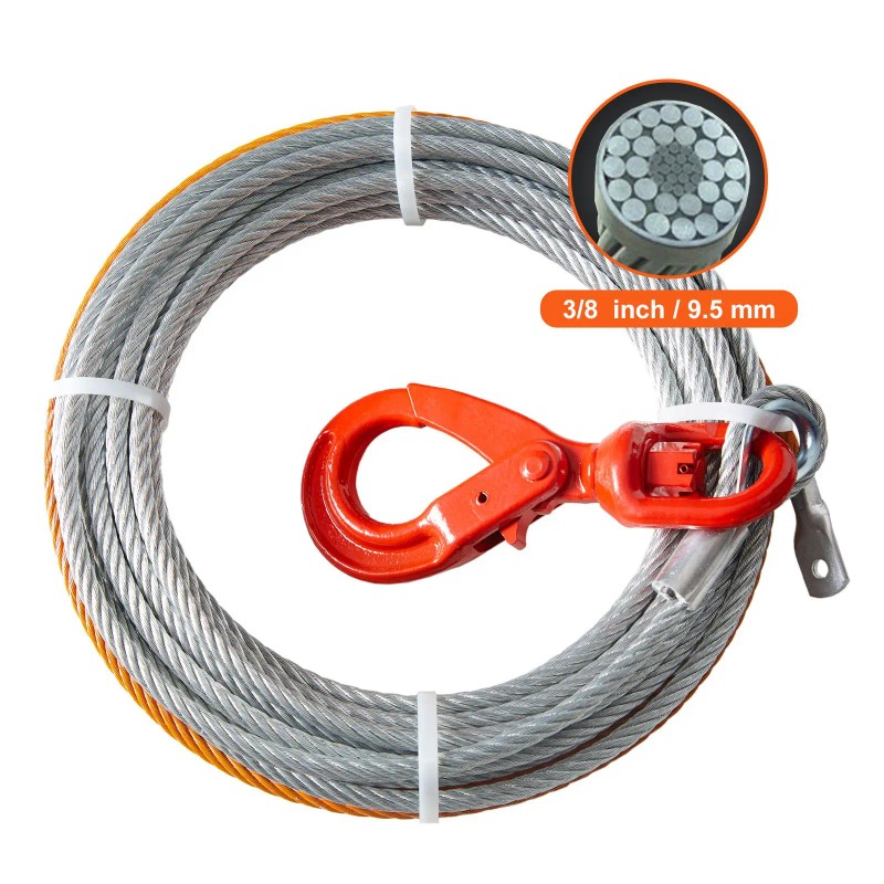 Galvanized Steel Winch Cable 3/8 Inch X 100 Feet 15,200