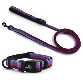 Pawhuggies Gradient Color Dog Collar and Leash Set for Large Dogs, Breathable Adjustable Set for Daily Outdoor Walking and Running, Gradient Purple