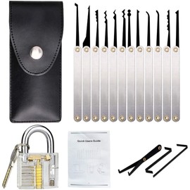 GLLBTPT 17pcs Black Tool Handbag Professional Household Set Kit Lock Pick Set Home Gate-Locks, Silver (KSTZ01)