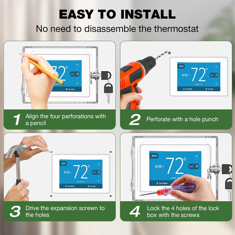 AUURIO Upgraded Thermostat Lock Box with Key, Large Space Thermostat