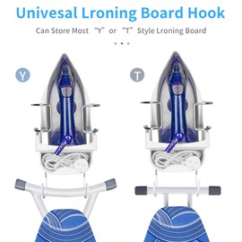 Ironing Board Hanger Wall Mount, Electric Iron Holder Laundry Room Iron and Ironing Board Storage Organizer Shelf with Removable Hooks for Household Bathroom Cabinet - for Less than 5 inch Width