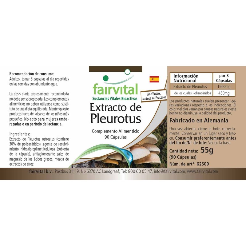 Fairvital Pleurotus Extract 500 mg - High Dose - Pleurotus