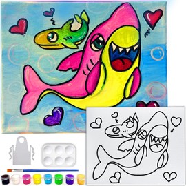 8x10 Shark Paint Kit | Themed Pre Drawn Stretched Canvas | Backyard Party | Summer Camps Kids Paint Party Favor | DIY PARTY…