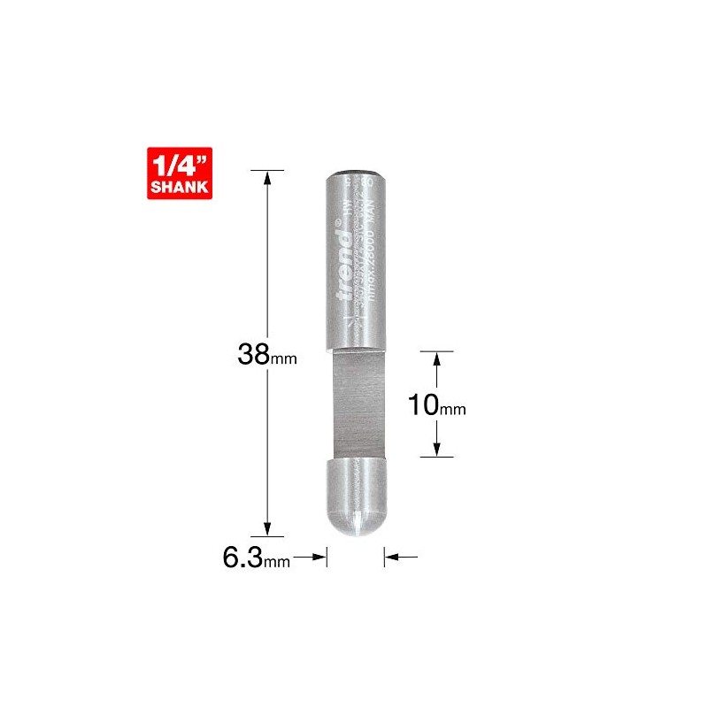Trend Professional Trimmer, 90-Degree, 6.3mm Diameter x 10mm Length, 1/4