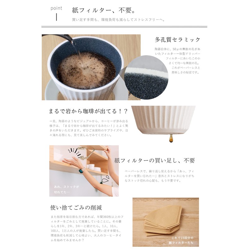 Hasamiyaki New Ceramic Coffee Filter & Dripper | Paper Filterless