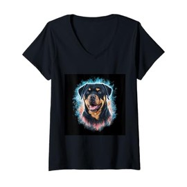 Womens Impressive Rottweiler V-Neck T-Shirt