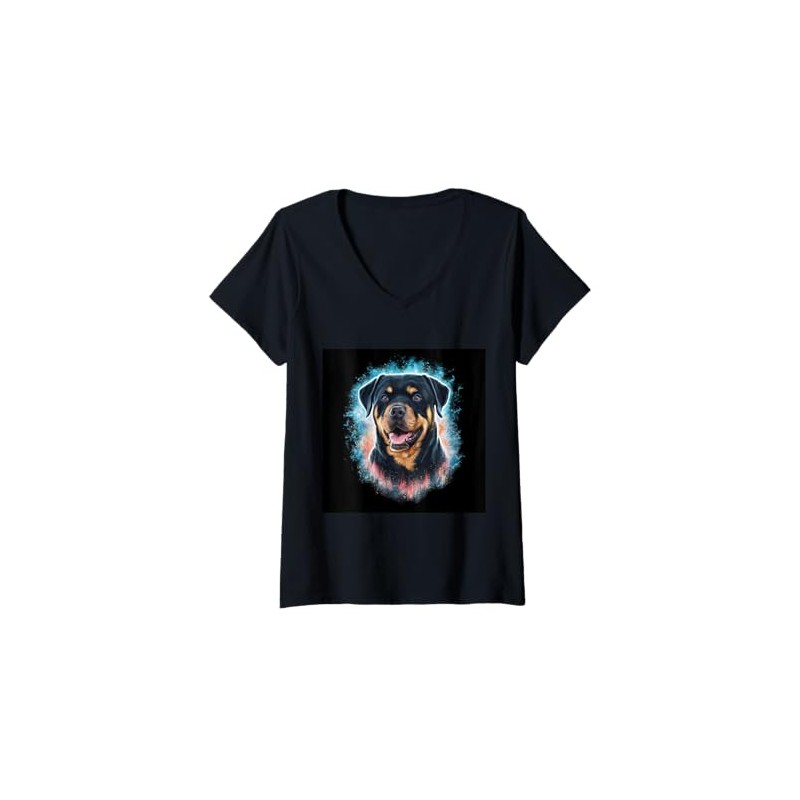Womens Impressive Rottweiler V-Neck T-Shirt