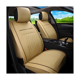 CGEAMDY Universal Seat Cover Set, Luxury Waterproof Car Seat Protector, Car Seat Covers, Front Seats, Faux Leather, PU Leather Car Seat Covers, Front, Waterproof Car Seat Covers, Embossed (Black &