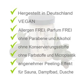 Sauna Salt Peeling Eucalyptus 400 g Allergy-Free Sea Salt Jojoba Oil Vitamin E for Sauna Shower Steam Bath Vegan Paraben Free