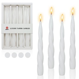 Spiral Taper Candle White Candlesticks,Gedengni Set of 4 Blend Twisted Candles Short Tapered Candle Swirl Candles Stick for Home Tabale Weddings Festive Holiday Decor (12D4PC-WHITE)