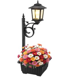 Melunar Outdoor Flower Pots 2 in 1, Solar Post Lamps Waterproof, Solar Lamp Post Lights, Outdoor Decorative Lamp for Garden, Patio, Front Porch, Back Door, Warm White. （Flower Pots Included）