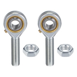 M METERXITY 2-Pack POSB6 Rod End Bearing, 3/8 Inch Bore 3/8-24 Left Thread Self-Lubricating Male Thread Steel Joint Rod Ends W Jam Nuts for Forging Machine Tools