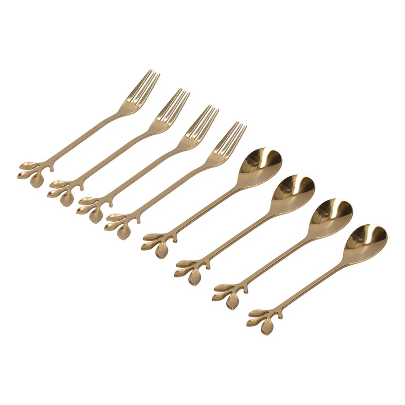 8Pcs Branch Design Coffee Spoon Stainless Steel Fruit Fork Dessert