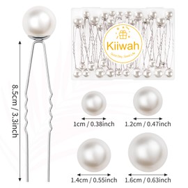 Kiiwah Pack of 32 Wedding Hair Pins with Pearls, U-Shaped Hair Accessories, Bride, 4 Sizes, Pearl Hair Accessories for Wedding, Prom, Party, Women, Girls