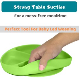 Silikong Suction Plate for Toddlers | BPA Free, 100% Food-Grade Silicone | Microwave, Dishwasher and Oven Safe | Stay Put Divided Baby Feeding Plates