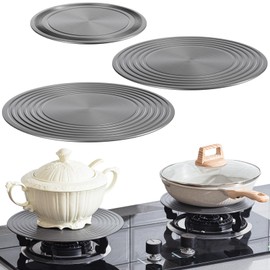 Tujoe 3 Pcs Heat Diffuser Set of 7.8/9.5/11''Round Induction Plate, Ring Cooktop Simmer Plate for Gas, Electric, Flame Stove Diffuser Top Pot Protection Defrosting Tray