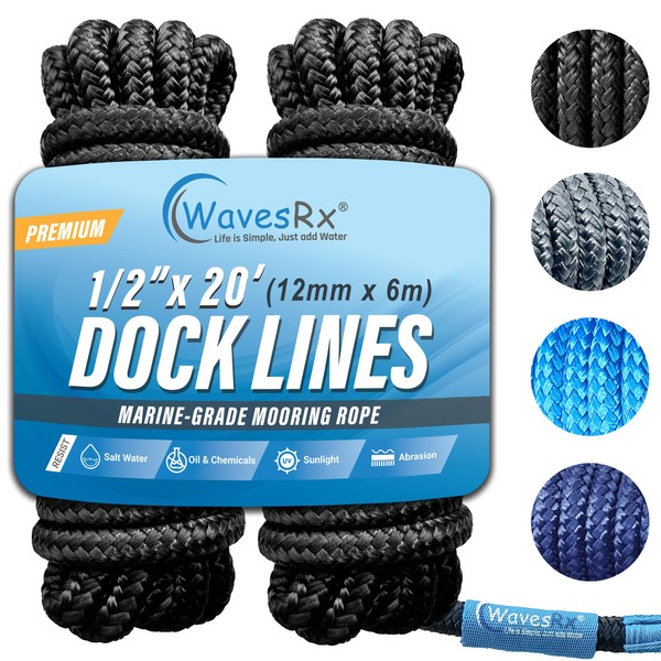 1/2” x 20’ (2PK) Premium Dock Lines for Docking PWC,