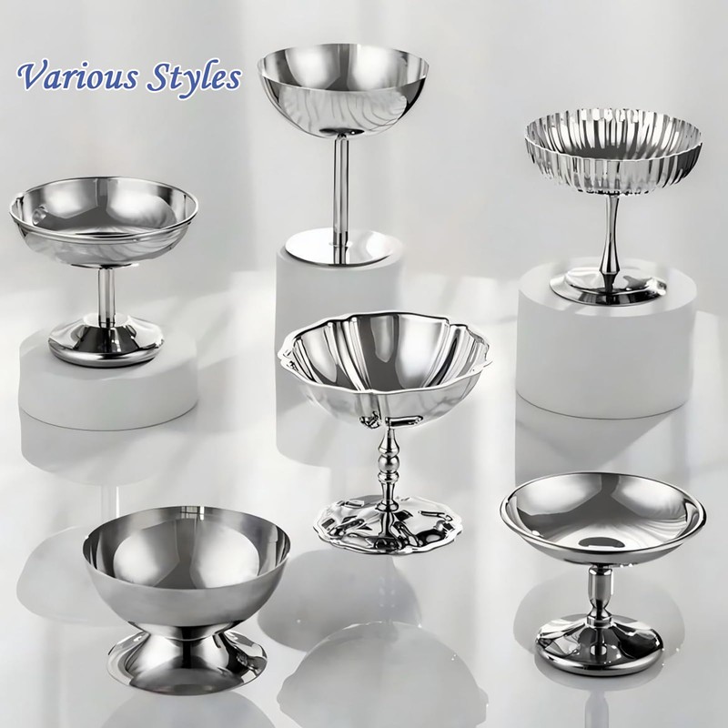 Turbokey 18/10 Stainless Steel Footed Sherbet Dish Mirror Finished Ice