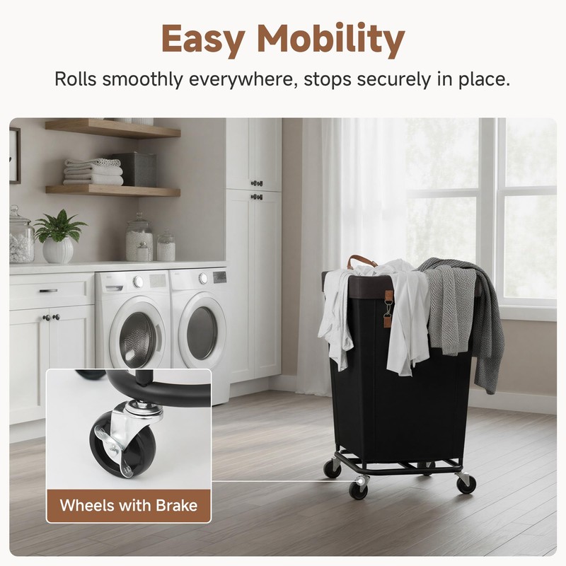 StorageWorks 160L Laundry Basket with Wheels, Large Rolling Hampers for
