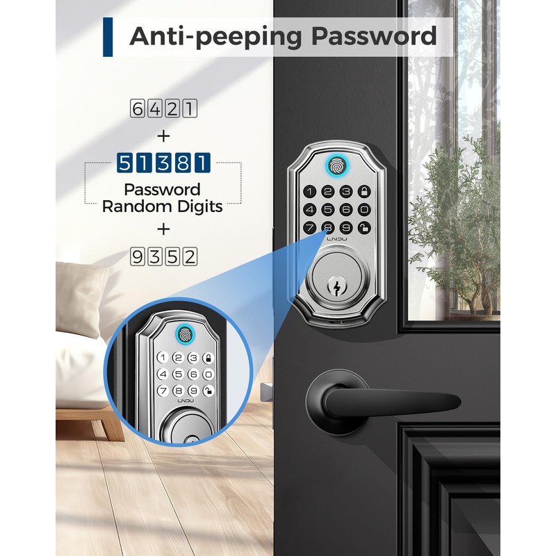 Keyless Entry Door Lock with Handle Set, App Control with